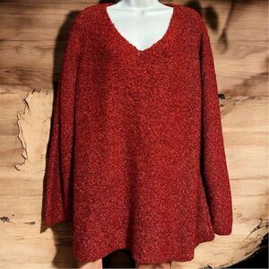 Avenue Women's Plus Size 22/24 Soft Red V-Neck Pullover Sweater Long Sleeve